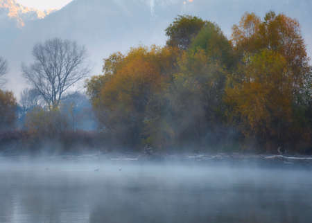 Picture of Como lake early in an autumn morning.の写真素材