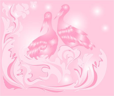 abstract pattern with storks  vector illustrationのイラスト素材