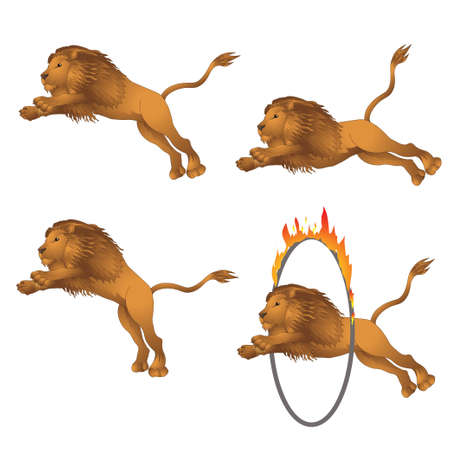 Lions in the jump. vector illustrationのイラスト素材