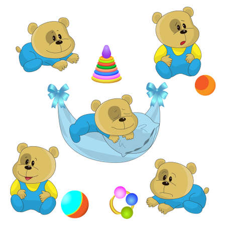 cute little bear cubs. vector illustrationのイラスト素材