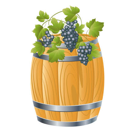 wooden barrel of beer or wine. vector illustrationのイラスト素材