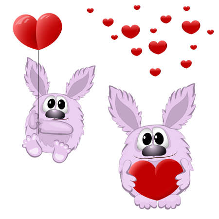 Funny animals with heart. vector illustrationのイラスト素材