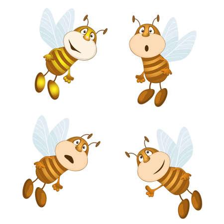 funny bees collect nectar. vector illustrationのイラスト素材