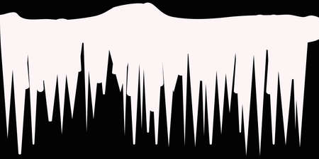 Snow caps, snowball and snowdrifts for Winter decoration. Cartoon Snowy elements design on black background. Vector Illustrationのイラスト素材