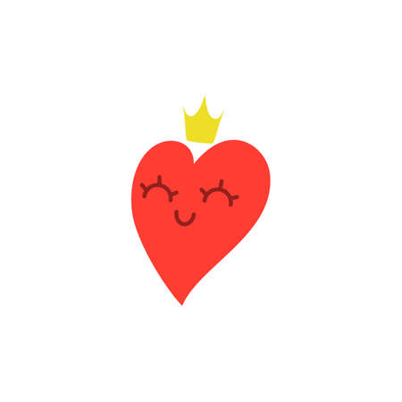 Be My Queen. Vector Greeting Card for Valentines Day with smiling heart in the crown. Vector iconのイラスト素材