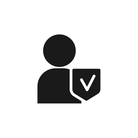 Assessment, insurance, man, shield icon - Vector. Insurance concept vector illustration. on white backgroundのイラスト素材