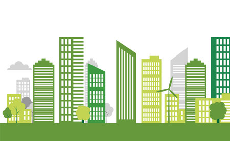 Ecology town concept and environment With Eco-Friendly Ideas,Vector Illustrationのイラスト素材