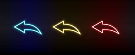 arrow, reply, undo neon icon set. Set of red, blue, yellow neon vector iconのイラスト素材