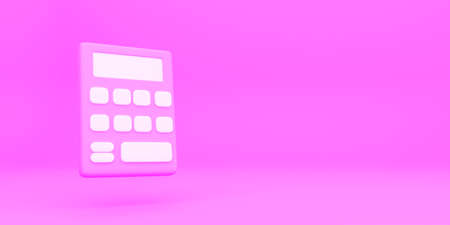 minimal cartoon style Basic calculator isolated on pink background. 3d icon, symbol. 3d rendering.
