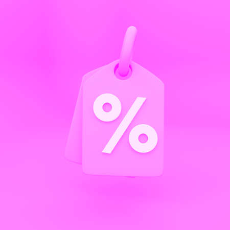 3D rener illustration TICKET VOUCHER COUPON DISCOUNT LOGO ICON isolated on pink bacgroundの写真素材