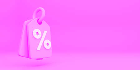 3D rener illustration TICKET VOUCHER COUPON DISCOUNT LOGO ICON isolated on pink bacgroundの写真素材