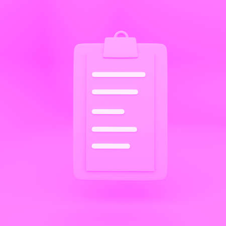 Clipboard Checklist Isolated. 3D rendering pink backgroundの写真素材