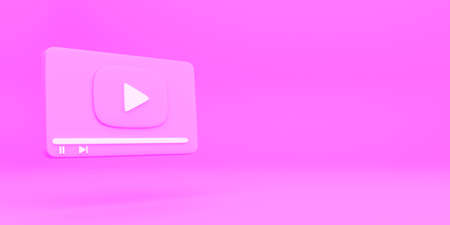 creative minimal style 4k Video media player Interface isolated on pink background. design for...