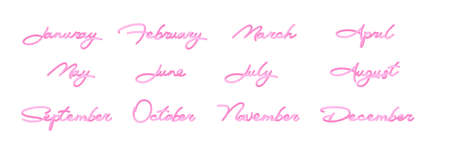 3d vector illustration year of month pink colorのイラスト素材