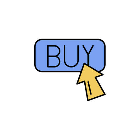 E-commerce button, arrow color vector icon.