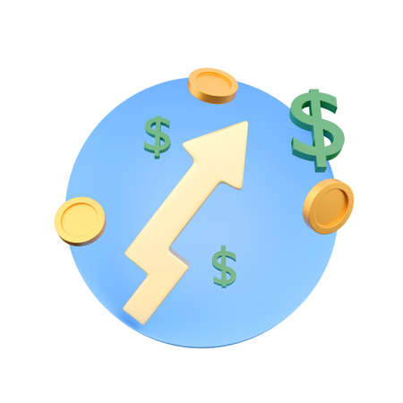3d render chart, finance, growth on white background, 3d rebdering illustrationの写真素材