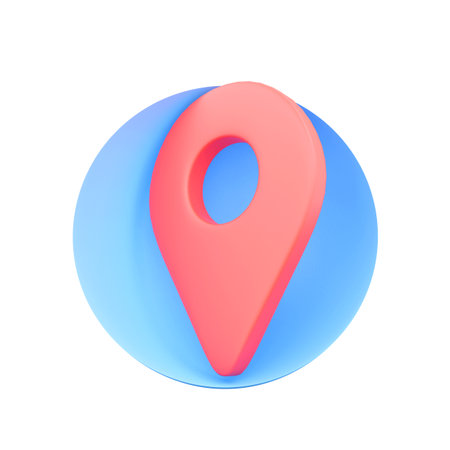 3d render on white background red pointer, pin, location isolated. 3d rendering.