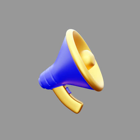 3d render megaphone, speaker, broadcast, share icon. 3d colorful illustration. 3D rendering megaphone icon on gree backgroundの写真素材