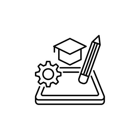 Smartphone online learning vector icon. Concept of mobile learning, e-learning and online courses application. Education and back to schoolのイラスト素材
