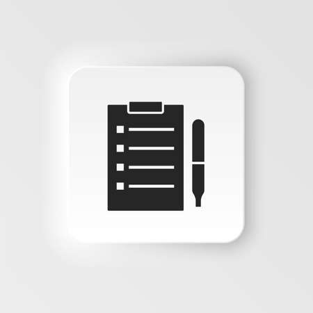 Clipboard, biology, pen. Bioengineering neumorphic style vector icon ...