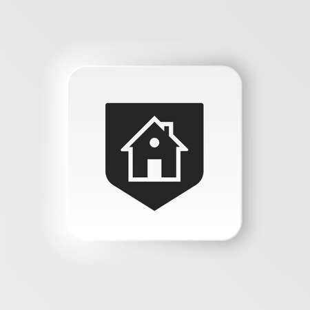 Home, insurance, property, shield icon - Vector. Insurance neumorphic style vector icon on white backgroundのイラスト素材