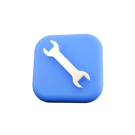 3d render Repair icon with blue button on white backgound 3d render Repair icon.