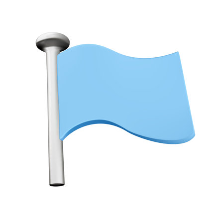 Blue flag icon symbols. goal, map reminder, location fixing, achievement success concept. 3D vector isolated illustration design. Cartoon pastel Minimal style. You can used for design ux, ui, print adのイラスト素材