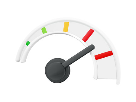 Color speedometer. Vector illustration. 3d speedometer icon.のイラスト素材
