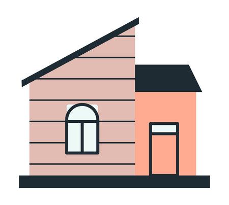 Vector two colorful houses next to each other eps 10. Vector two residential buildings with windows and a door eps 10のイラスト素材