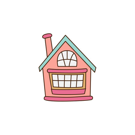 cute house illustration, this house is very attractive and cute, very suitable for cute cartoon character houseのイラスト素材
