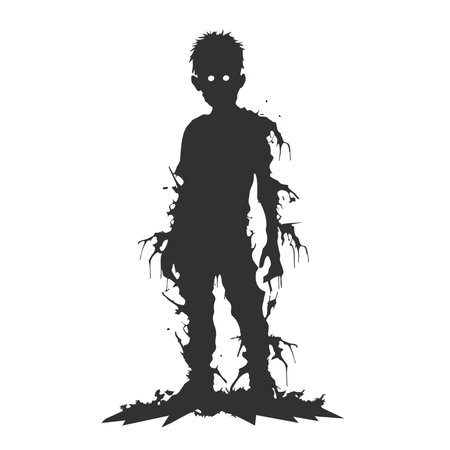 vector zombie standing. walking zombie. zombie man with a piece of tree vector illustration white backgroundのイラスト素材