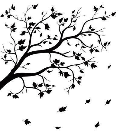 Tree branch without leaves silhouettes vector.tree branches silhouette Vector illustration.Tree branch vector on white background.のイラスト素材