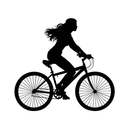 Cyclist on a mountain bike. Isolated vector silhouette. Profile, side view. Recreational cycling. ai generated illustrationのイラスト素材