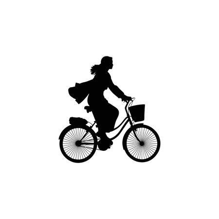 Cyclist on a mountain bike. Isolated vector silhouette. Profile, side view. Recreational cycling. ai generated illustrationのイラスト素材