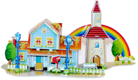 Beautiful, colored toy house. Isolated object.の写真素材