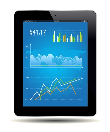 Financial Analysis data on a tablet. Vector file.のイラスト素材