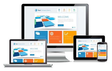 Responsive design concept on various media devices. Responsive design concept on various media devices.