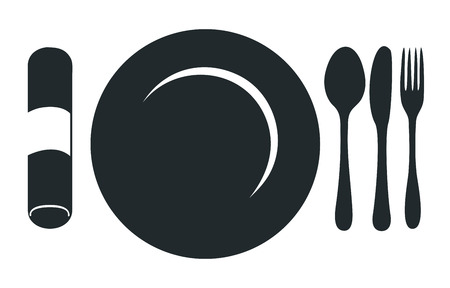  plate with fork, knife and spoon.のイラスト素材