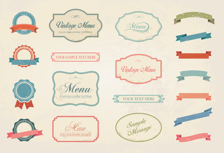 This image is a vector file representing a Premium Vintage Labels Vector Design Elements Collection Set.のイラスト素材