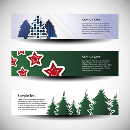 Christmas vector set of three header designのイラスト素材