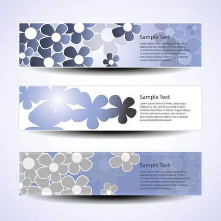 Vector set of three banner design with flowersのイラスト素材