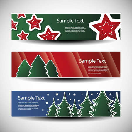 Christmas vector set of tree header designのイラスト素材