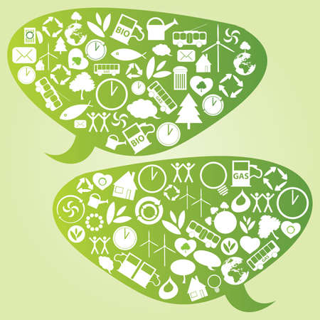 Thought bubble with eco and environmental iconsのイラスト素材