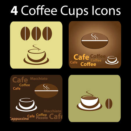4 Coffee Cup Iconsのイラスト素材