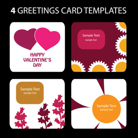 4 Greeting Cards: Valentine's Dayのイラスト素材