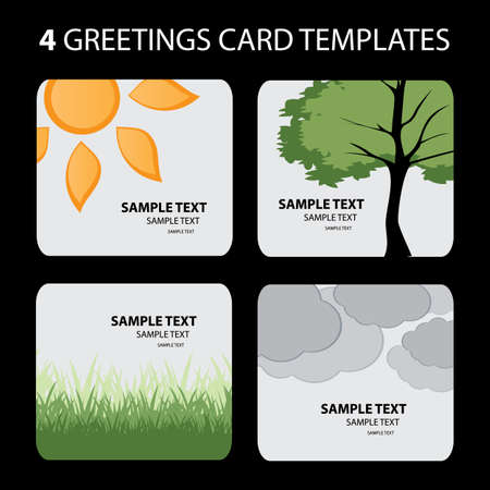 4 Greeting Cards: Natureのイラスト素材