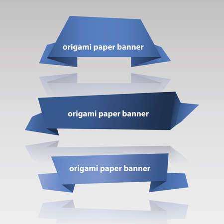 set of origami bannersのイラスト素材