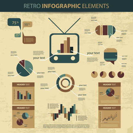 Retro set of info graphic elementsのイラスト素材