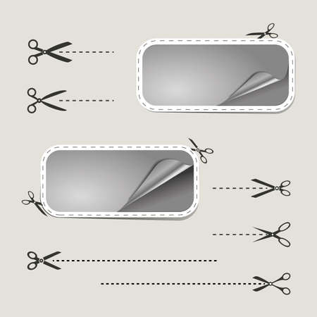 Blank advertising coupons with scissorsのイラスト素材