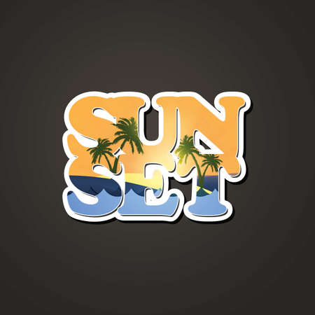 Sunset Label Illustrationのイラスト素材
